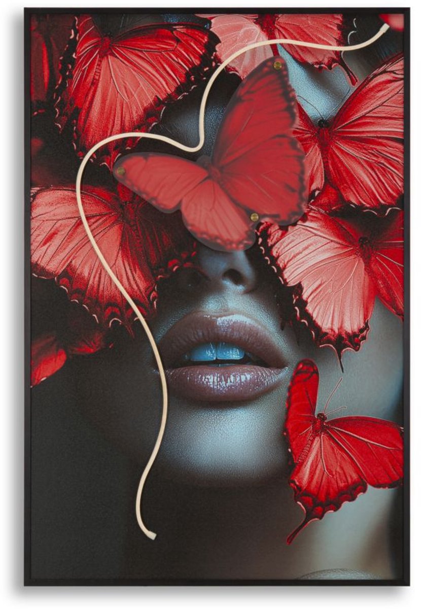 Schilderij On Canvas With Led Butterflies 60×3,5×90 cm