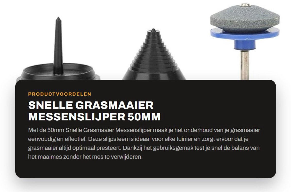 Dailygoods - Snelle Grasmaaier Messenslijper - 50mm Slijpsteen - Voor Outdoor Gebruik - Grasmaaier Onderhoud - Geschikt voor Grastrimmers