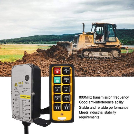 Dailygoods- Kraanafstandsbediening Waterdicht - Dubbele Handgreep - Valbestendig - Zuur- en Oliebestendig - RF-punt 800 MHz - Voor CNC/Liftmachines - Hijscontroller van Dailygoods — afbeelding 3