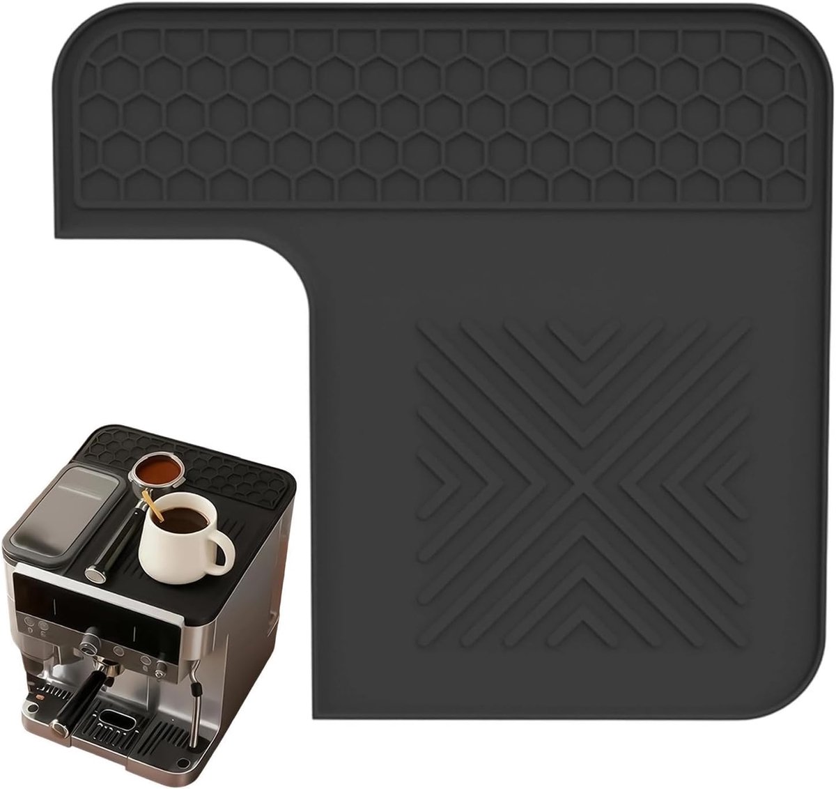 Koffiemat Siliconen Espresso Protector Aanrecht Beschermen Warmte-isolerend Antislip 23 x 20 cm Zwart