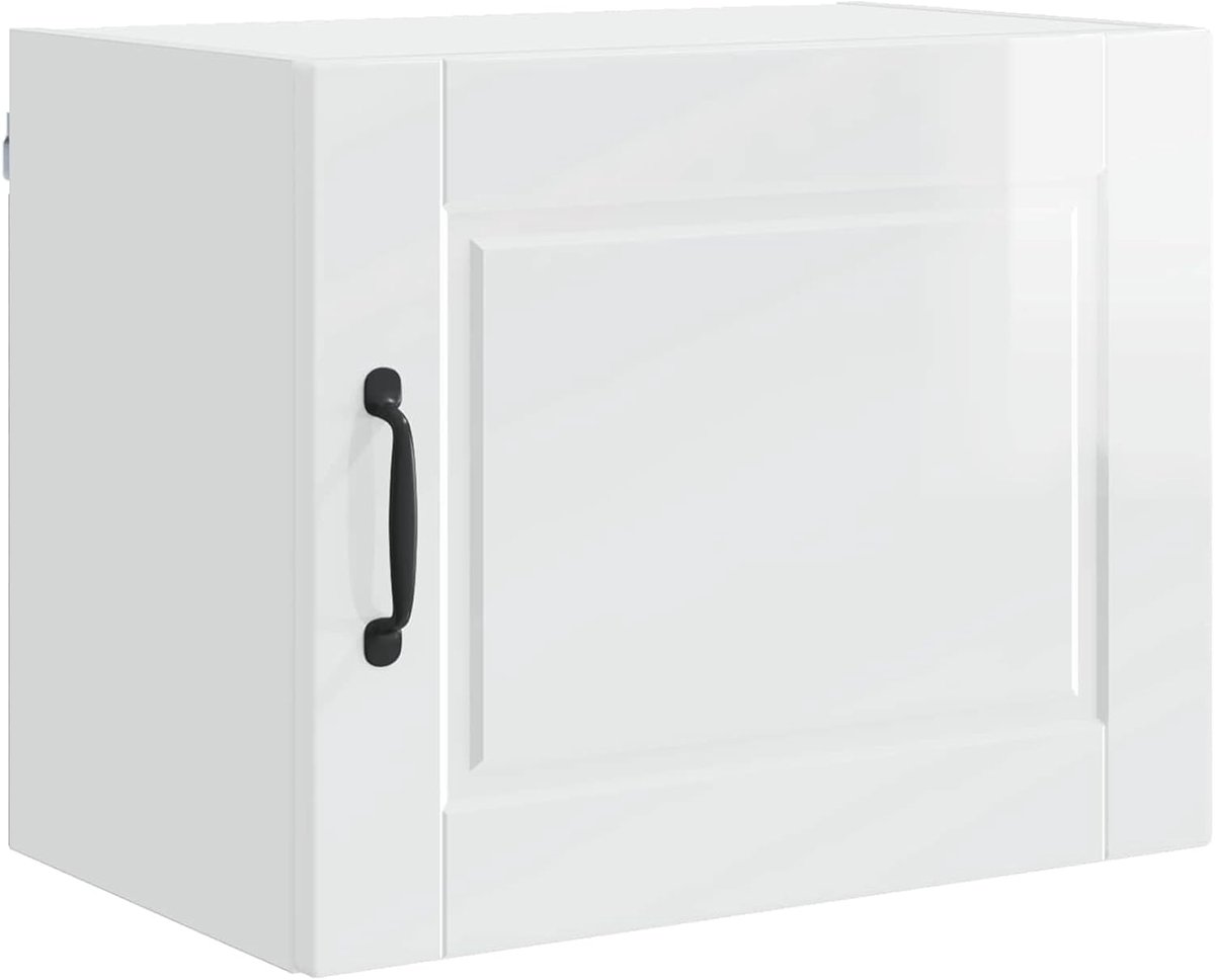 Keukenkast met plank - Keukenkastje opbergkast - Keuken organiseren - Hoogglans afwerking - 50x31x40 cm - Wit
