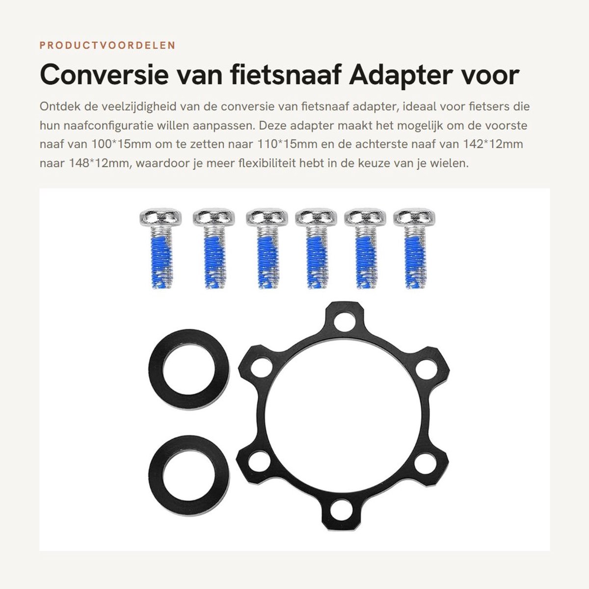 Dailygoods - Conversie van fietsnaaf - Adapter voor voorste en achterste naaf - Duurzaam en sterk - Kleur zwart - Verstelbare naafbreedte - Geschikt v...