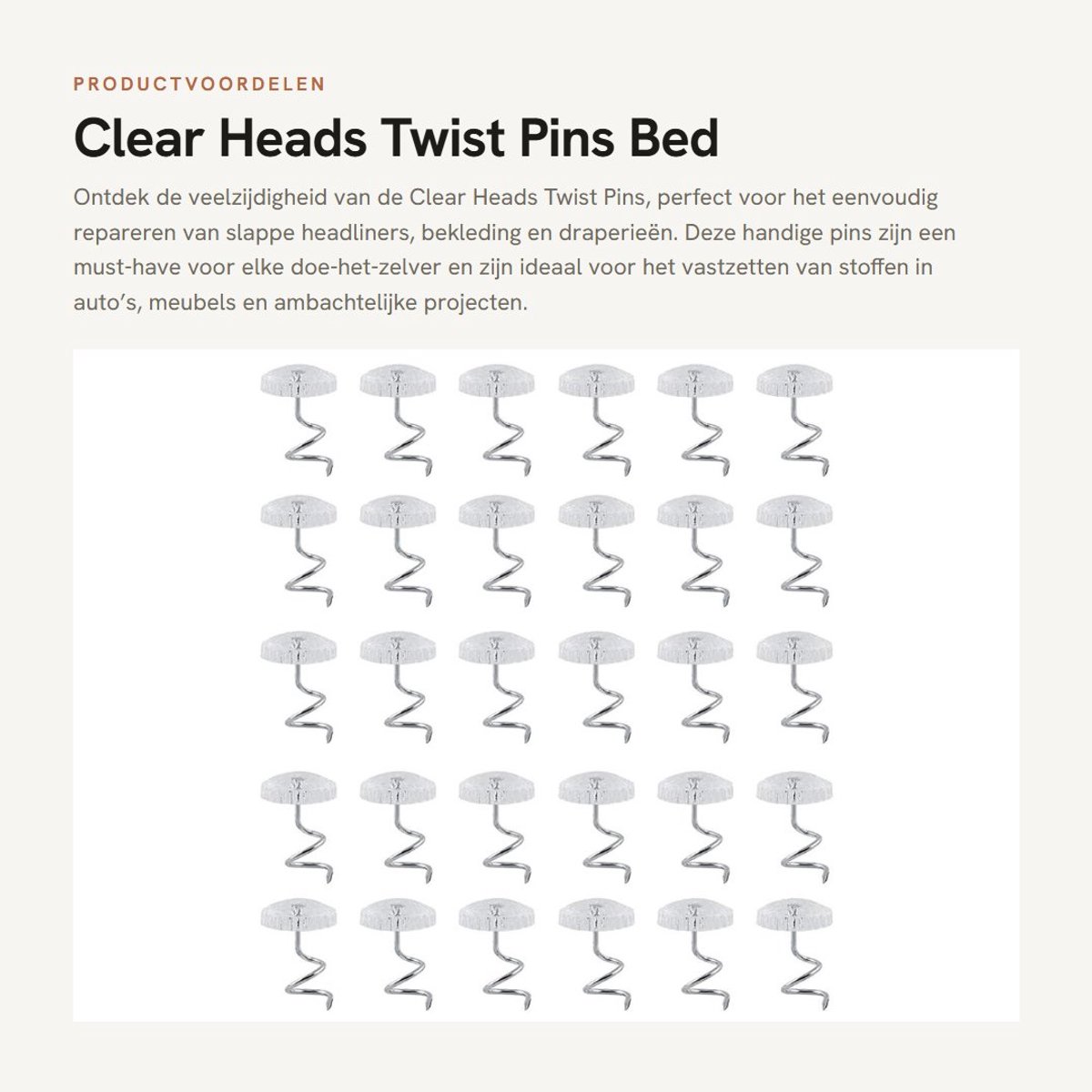 Dailygoods- Twist Pins Duidelijk 30 Stuks - Reparatie Headliners - Bekleding - Draperie - Ambachten - Rond - Reparatiepinnen
