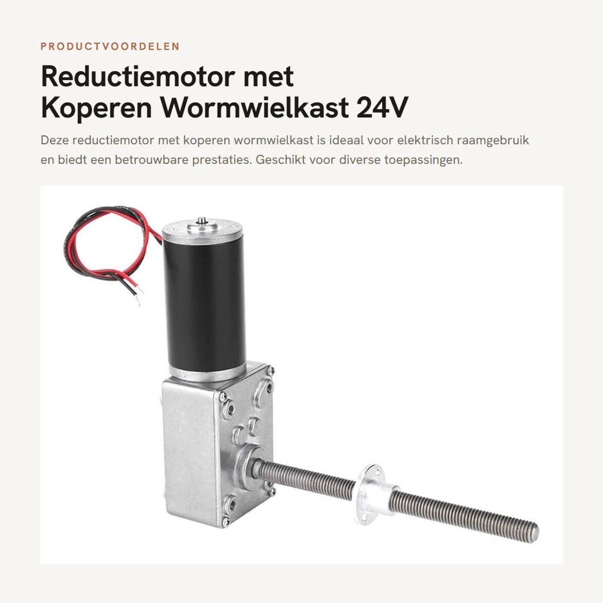 Dailygoods - Reductiemotor met Koperen Wormwielkast 24V