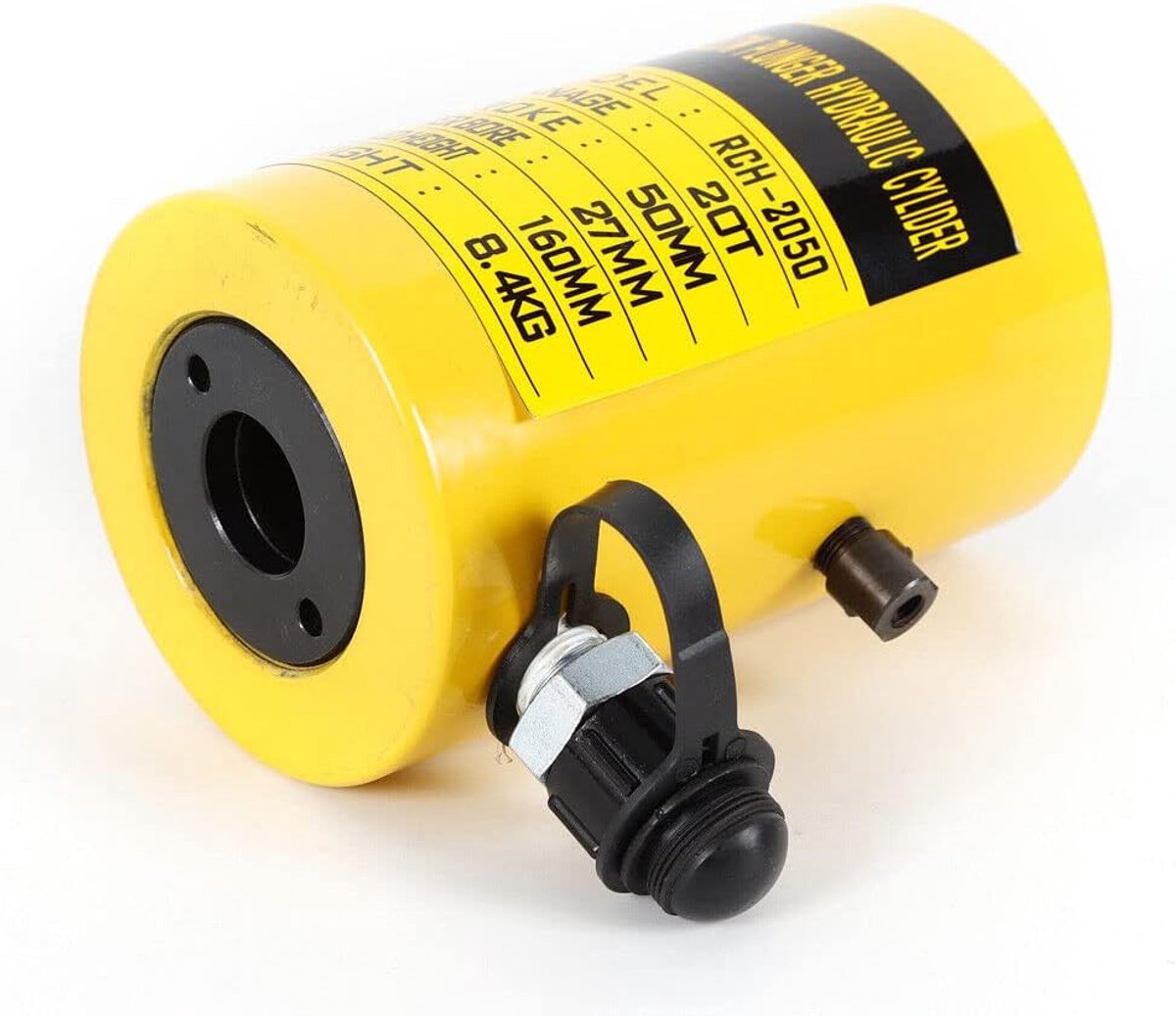 Hydraulische Pers - Drukcilinder - Metaal Bewerken - 20 Ton Capaciteit - 50mm Slag - Geel Zwart