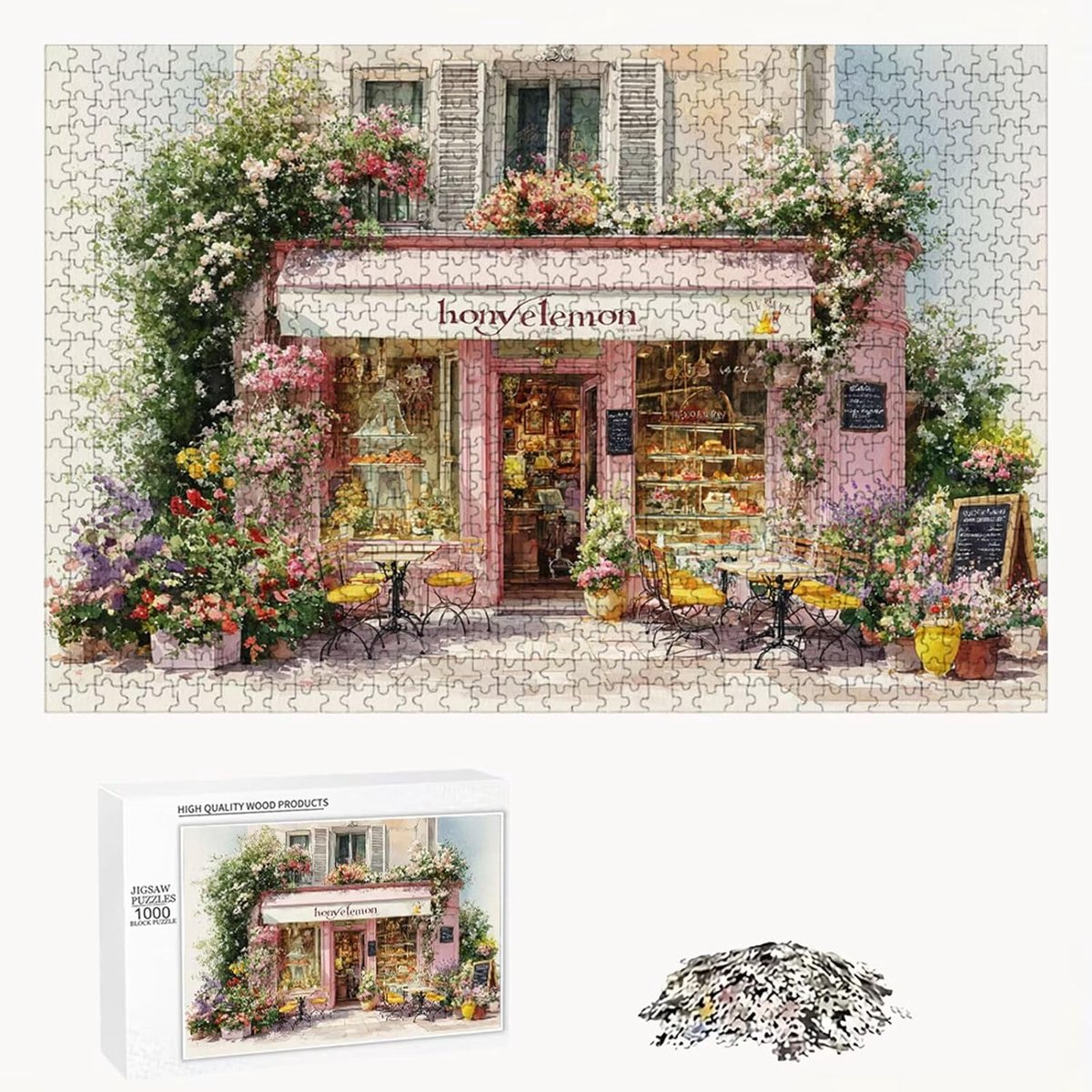 Houten Puzzel - Legpuzzel Volwassenen - Ontspanning Hobby - Lindehout Kwaliteit - 4000 Stukjes - Straat Bloemen