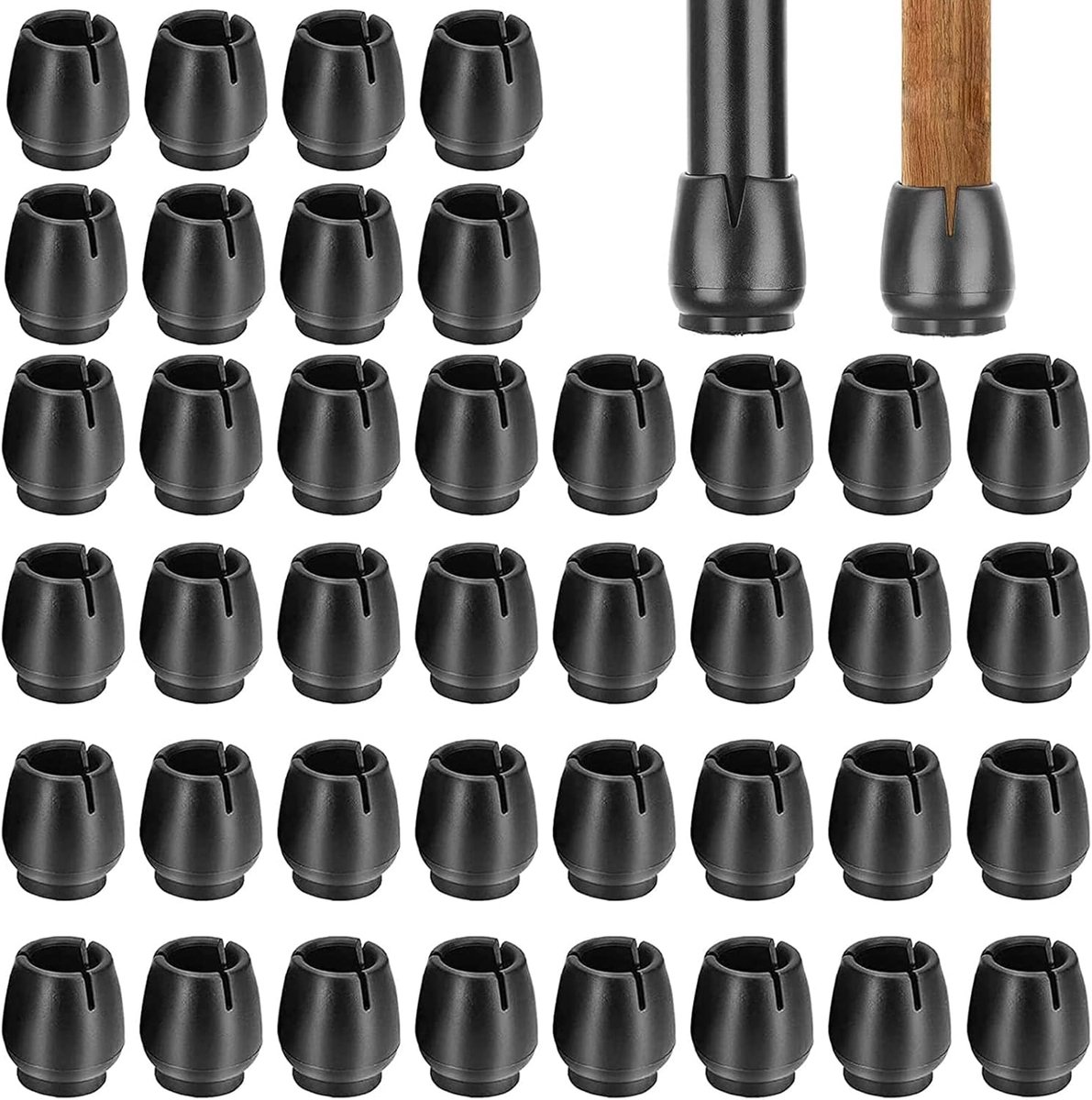Rubberen Stoeldopjes - Beschermdoppen Meubels - Vloeren Beschermen - Zonder Lijm - 40 Stuks - Zwart