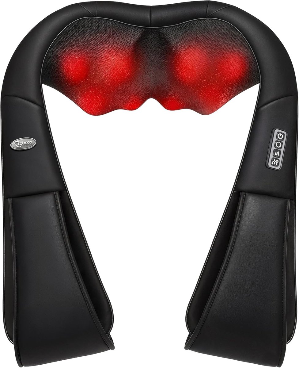 Nekmassager met Warmte - Schouder Rug - Spierpijn Verlichten - 16 Massageknooppunten - 50.8 x 40 x 17 cm - Zwart