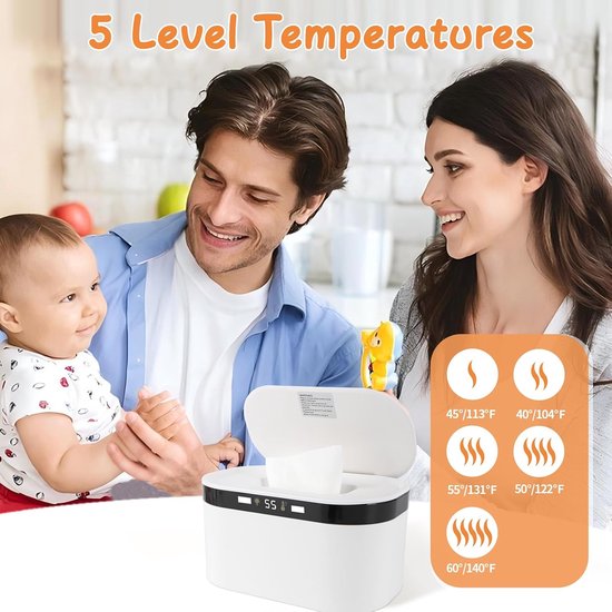 Baby Doekjes Warmer - Natte Doekjes Dispenser - Comfort Babyverzorging - Instelbare Temperatuur - Grote Capaciteit - Wit — afbeelding 2