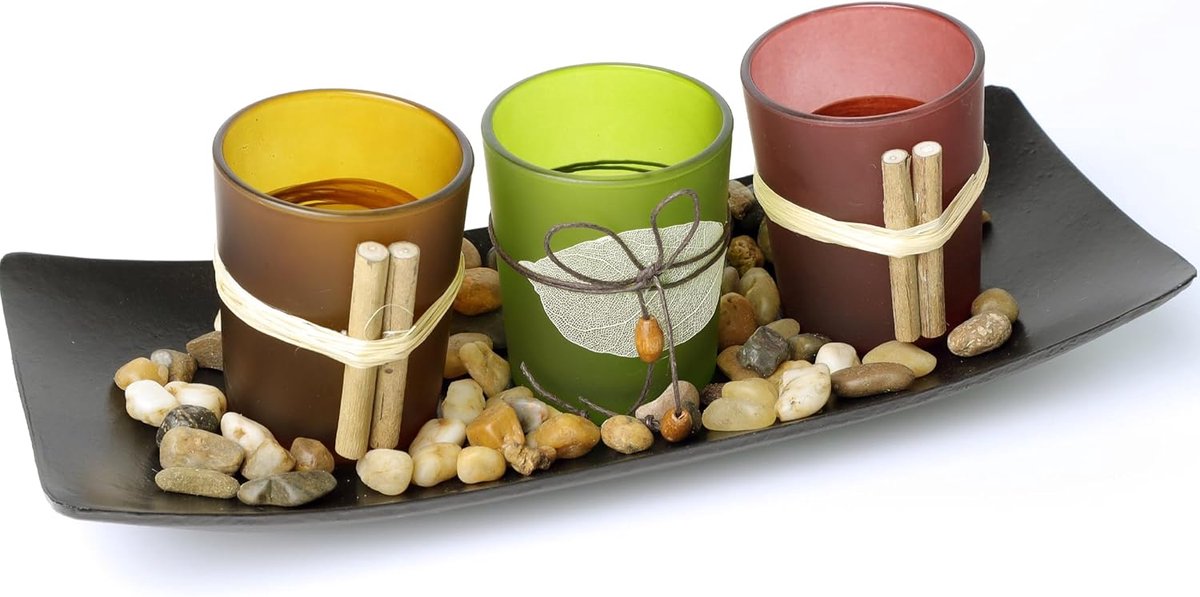 Kandelaar Theelichthouder - Kaarshouder Glas - Sfeerverlichting Creëren - Set van Vier - 18.5 cm - Meerdere Kleuren