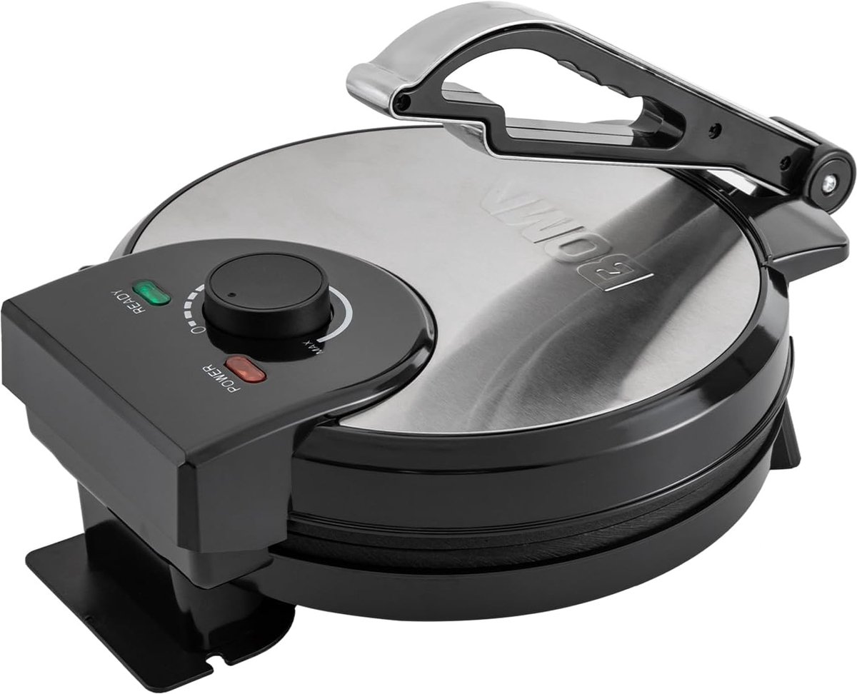 Roti Maker - Pannenkoekenpan - Platbrood Bakken - Dubbelzijdig Verwarmen - 26 cm - Zwart