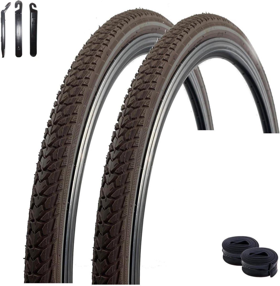Fietsbanden Set - Banden Binnenbanden - Veilig Fietsen - Lekbescherming Reflex - 28 Inch - Bruin