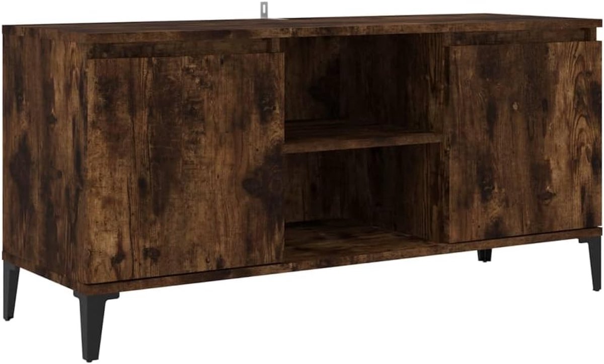 Tv meubel - Dressoir - Entertainment opbergen - Met metalen poten - 103.5 cm - Gerookt eiken
