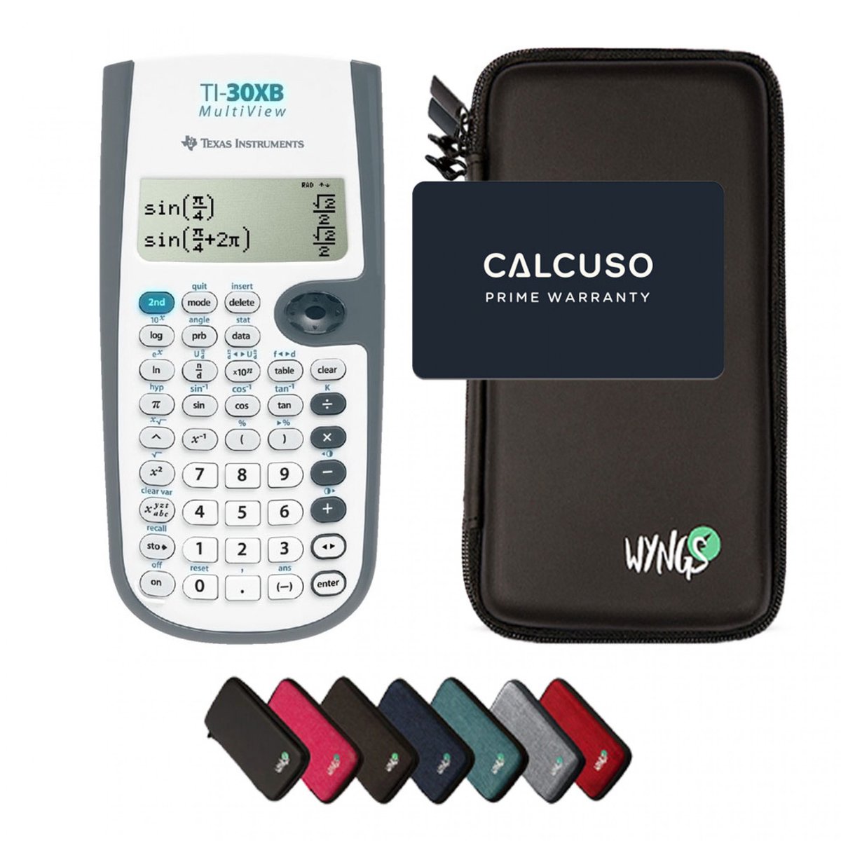 TI-30XB MultiView incl. WYNGS Beschermhoes Zwart - Wetenschappelijke Rekenmachine - Basis Pakket