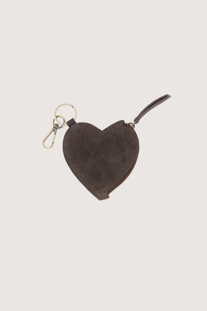 Zusss Suede Heart Wallet 100% Real Leather Dark Choco