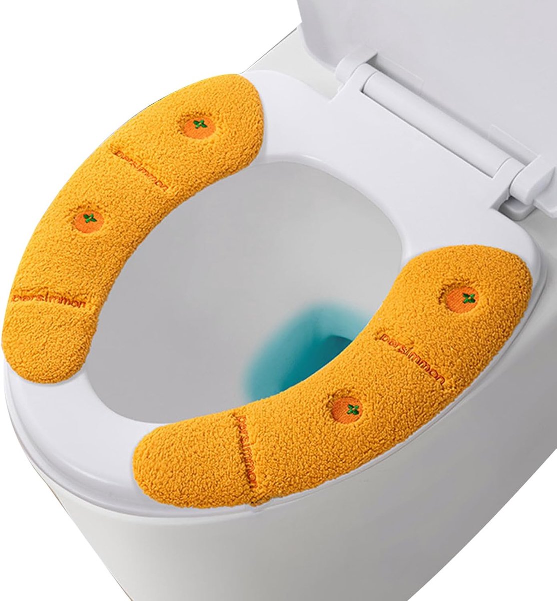 Toiletbril hoes - Zachte wc-bril - Elk seizoen comfort - Antislip en met handgreep - 16x9 cm - Oranje