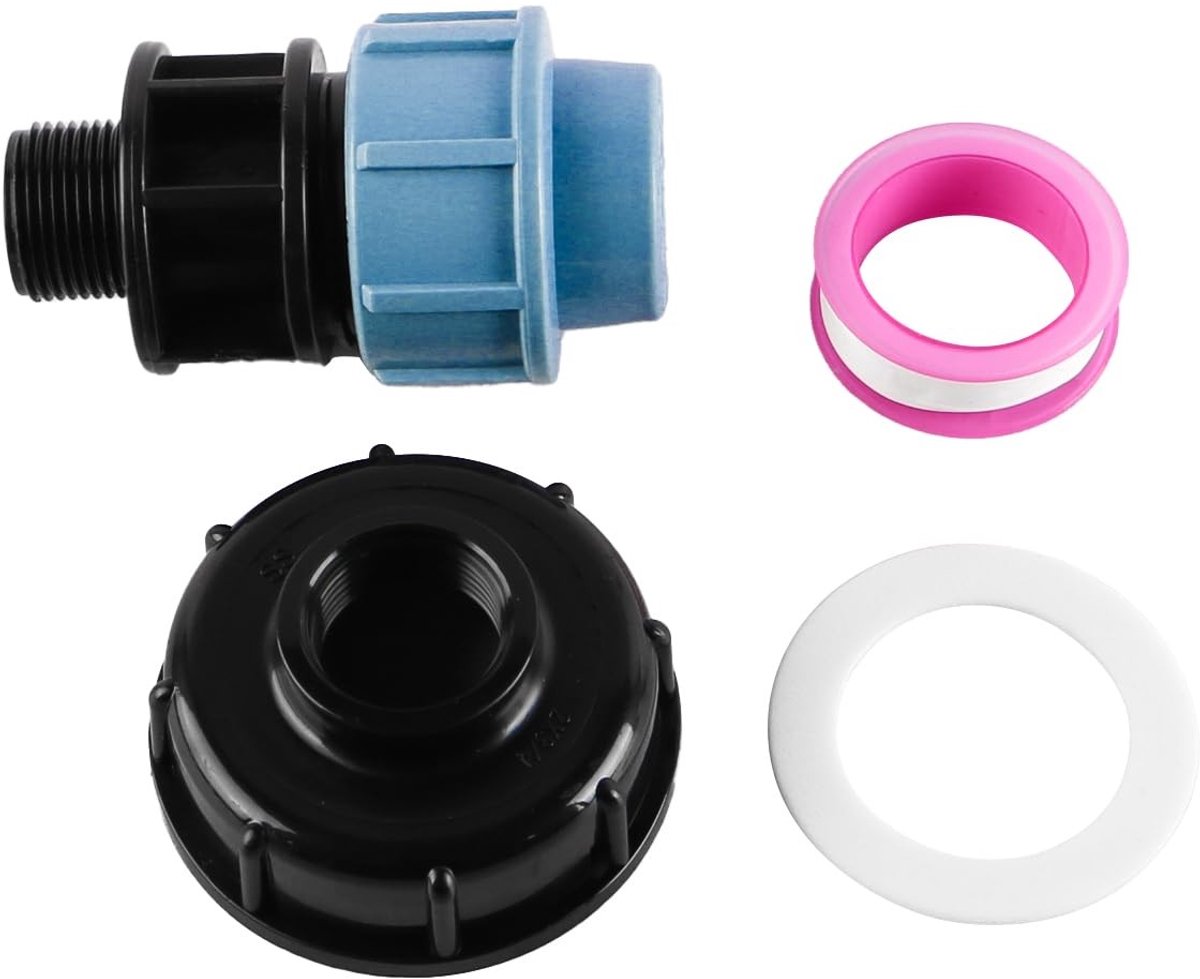 Dailygoods - Tank Schroefdraadaansluiting - Adapter voor Waterleiding - Rechte Uitlaat 25mm - Krachtige aansluiting - Geschikt voor druppelir...