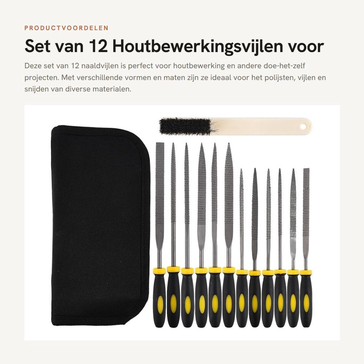 Dailygoods - Set van 12 Houtbewerkingsvijlen voor Doe-Het-Zelf Projecten