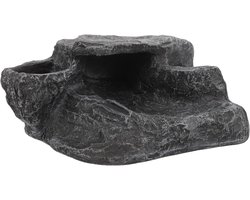 Reptielen Platform - Zonneplateau Aquarium - Schildpad Zonnebaden - Gesimuleerde Rots - 32 x 24 x 14 cm - Donkergrijs
