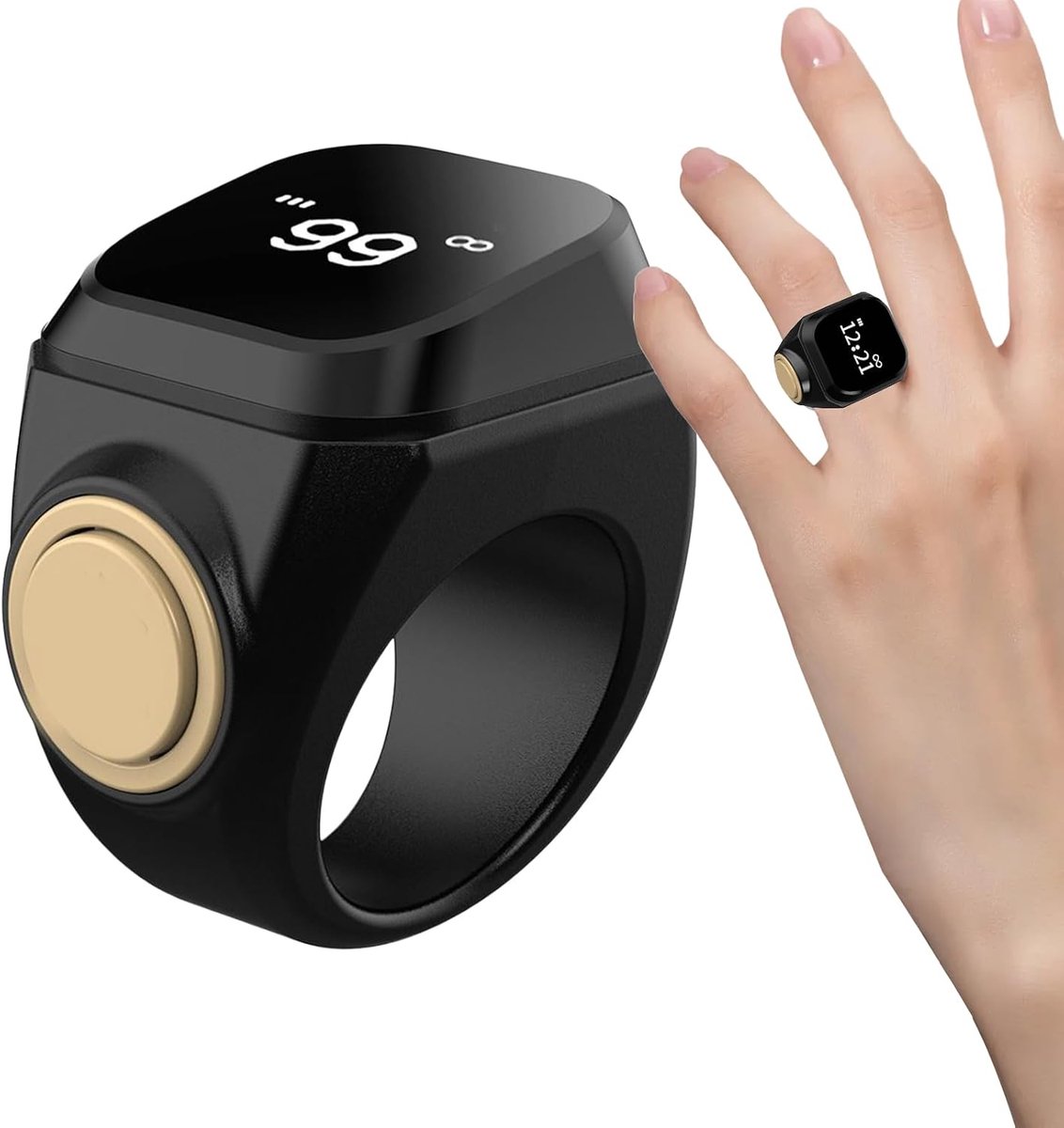 Digitale Vingerteller - Nummerteller Ring - Activiteiten Registreren - App Datavisualisatie - 18 mm - Zwart