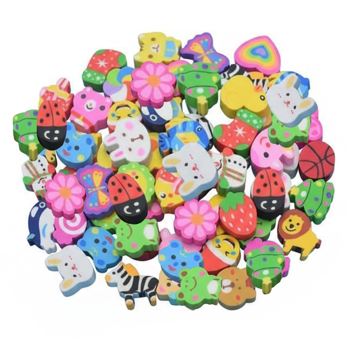 Dailygoods- Gummetjes 30 stuks - Dierenset - Kleurrijk - Beloningen - Cadeautjes - Hoogwaardige materialen - Gummen