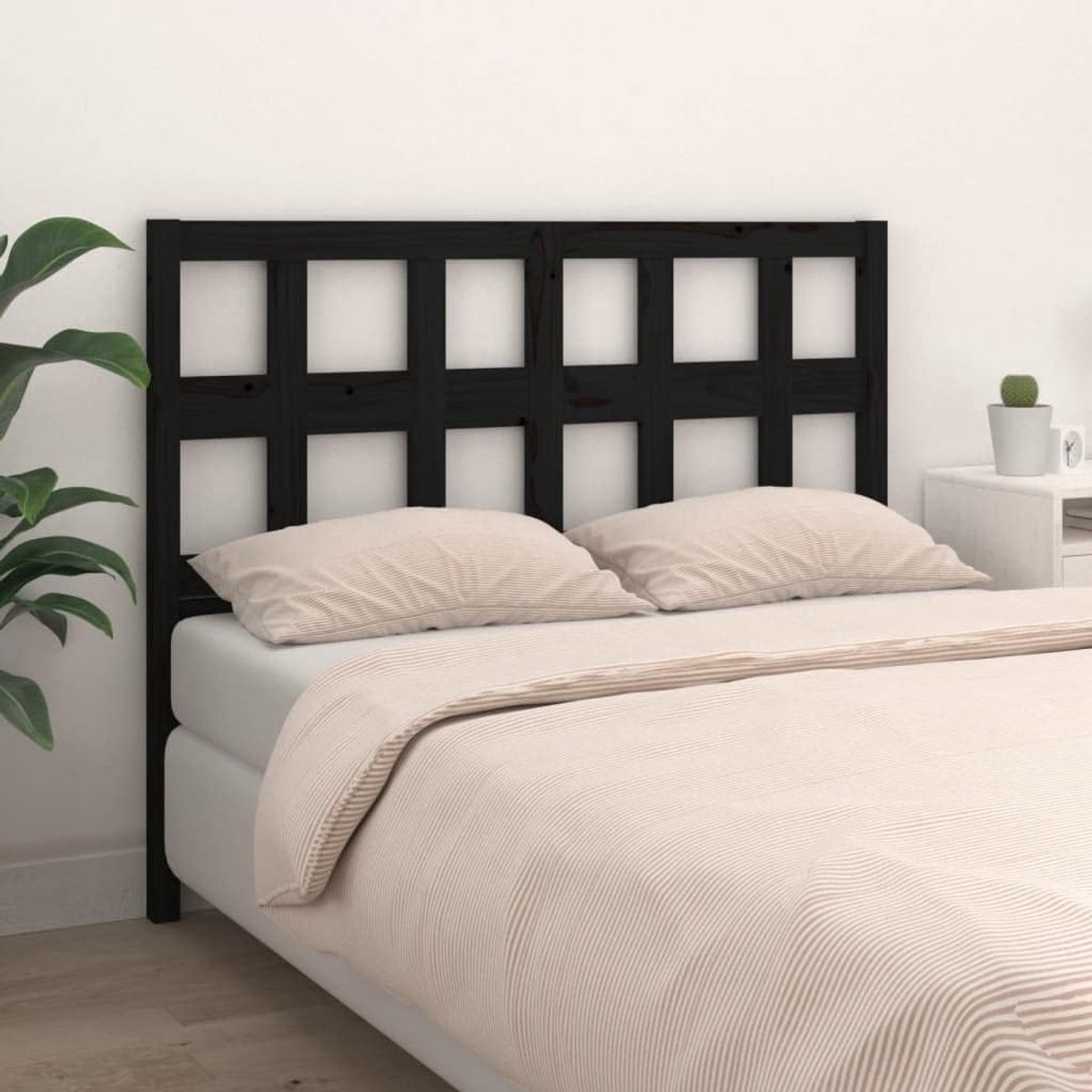 Houten Hoofdeinde - Bed Rugsteun - Ontspannen Zitten - Massief Grenenhout - 145 cm Breed - Zwart