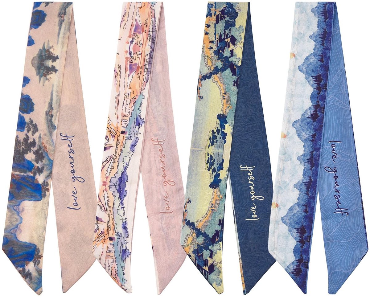 Dailygoods- Sjaal 4 Pack - Handtas Sjaals - Skinny Sjaals - Lichtgewicht Polyester - Wasbaar - Uniek Ontwerp met Patronen - Sjaalaccessoire