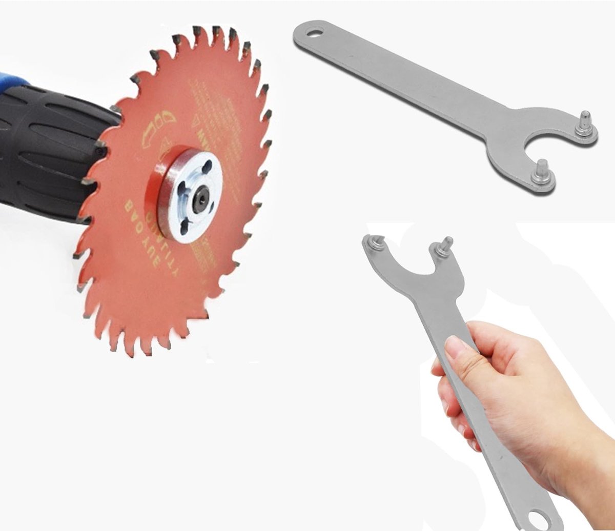 Dailygoods- Moersleutel Koolstofstaal - Geschikt voor 125 Schuurmachines - Hanggat voor Opslag - Slijtvast en Stevig - Dikte 2 mm - Gegalvaniseerd Oppervlak - Sleutel