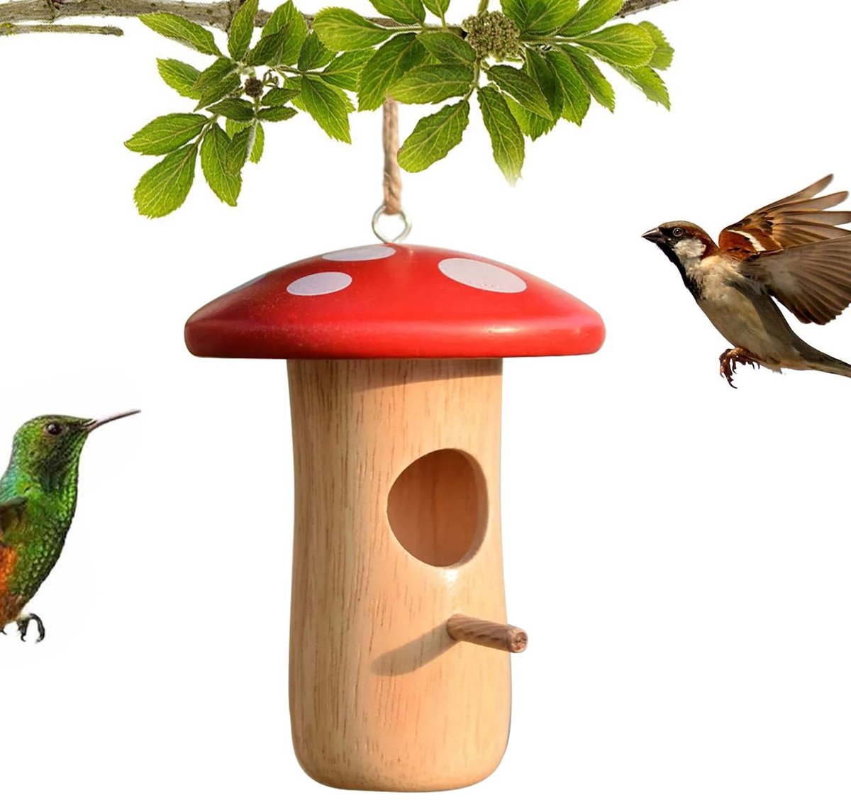 Dailygoods- Kolibriehuis Sierlijk Voederstation - Houten Vogelhuisje - Decoratieve Hut - Dierenverblijf - Tuincentrum - Stabiele Hangconstructie - Voederhuis