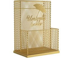 Paraplubak Metaal - Parapluhouder Emmer - Entree Organiseren - Met Afvoerbak - 35x24x46cm - Goud