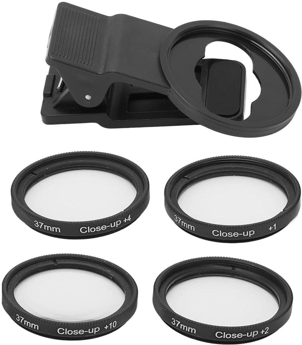 Dailygoods- Macrofilter 37 mm - Close-up Lensfilterset +1/+2/+4/+10 - Mobiele Telefoon Accessoire - Lensclip met Sterke Klemkracht - Voorgrondlens Installatie - Lensfilter