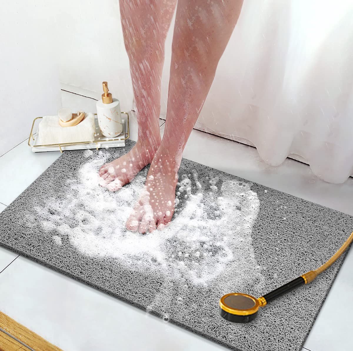 Dailygoods- Douchemat Antislip - Badmat met Afvoer - Zachte Massage - PVC Sneldrogend - 40 x 60 cm - Duurzaam en Veilig