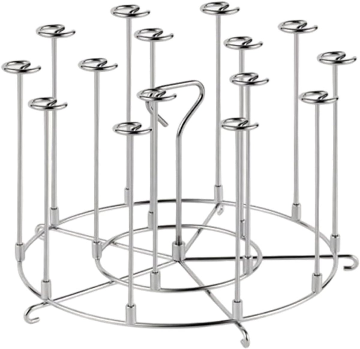 Verticale Spies Houder Barbecue Naald Oven Gelijkmatig Koken Ruimtebesparend Ontwerp 18.5 x 9.5 cm Zilver