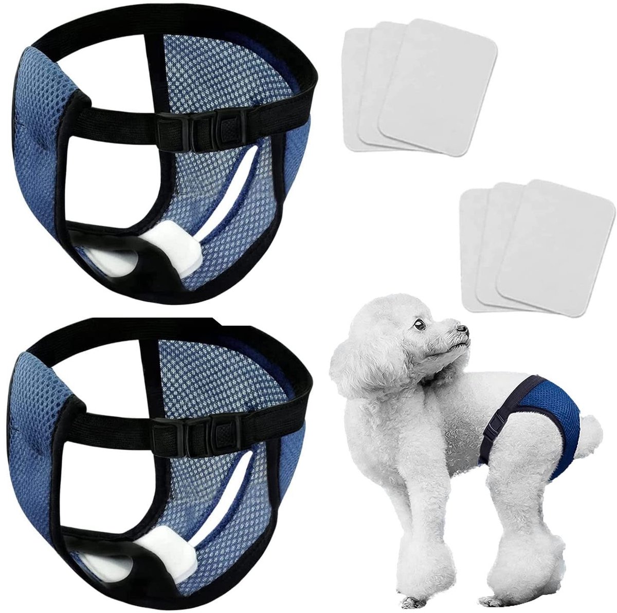 Dailygoods- Hondenbroek - 2 Stuks - Wasbaar - Ademend - Verstelbare Riem - Milieuvriendelijk - Geschikt voor Honden bij Maandelijkse Bloeding - Puppyluiers