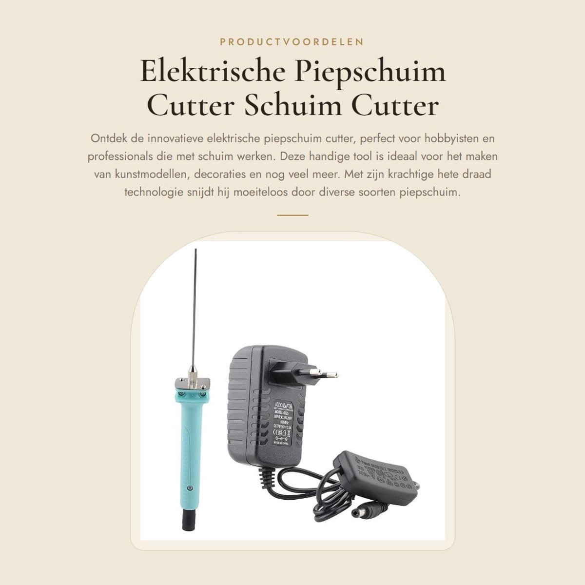 Dailygoods - Elektrische Piepschuim Cutter - Schuim Cutter Pen Tool - EU Plug - Hete Draad Schuim Cutter - Voor Art Model Making - 10CM Naald Type