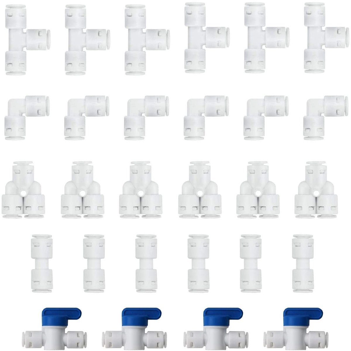 Dailygoods - Universele Aansluitsetadapter - RO Waterfilterfitting - Eenvoudige installatie - 28 Stuks - Voor Koelkast en Waterslang