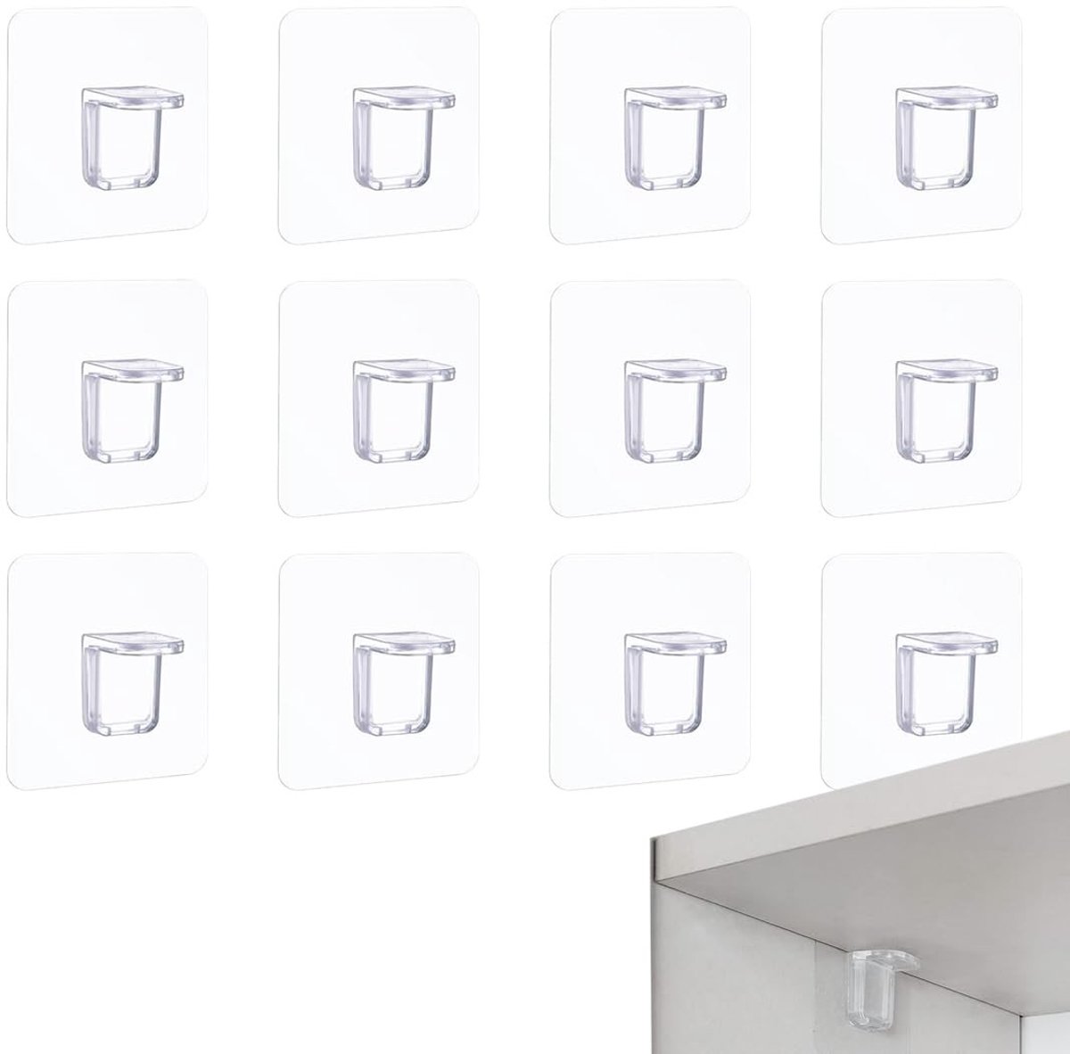 Dailygoods- Plankhouders 12 Stuks - Zelfklevend - Kunststof - Voor Kast/Garderobe - Stabiele Houder - Eenvoudige Montage - Planksteunen