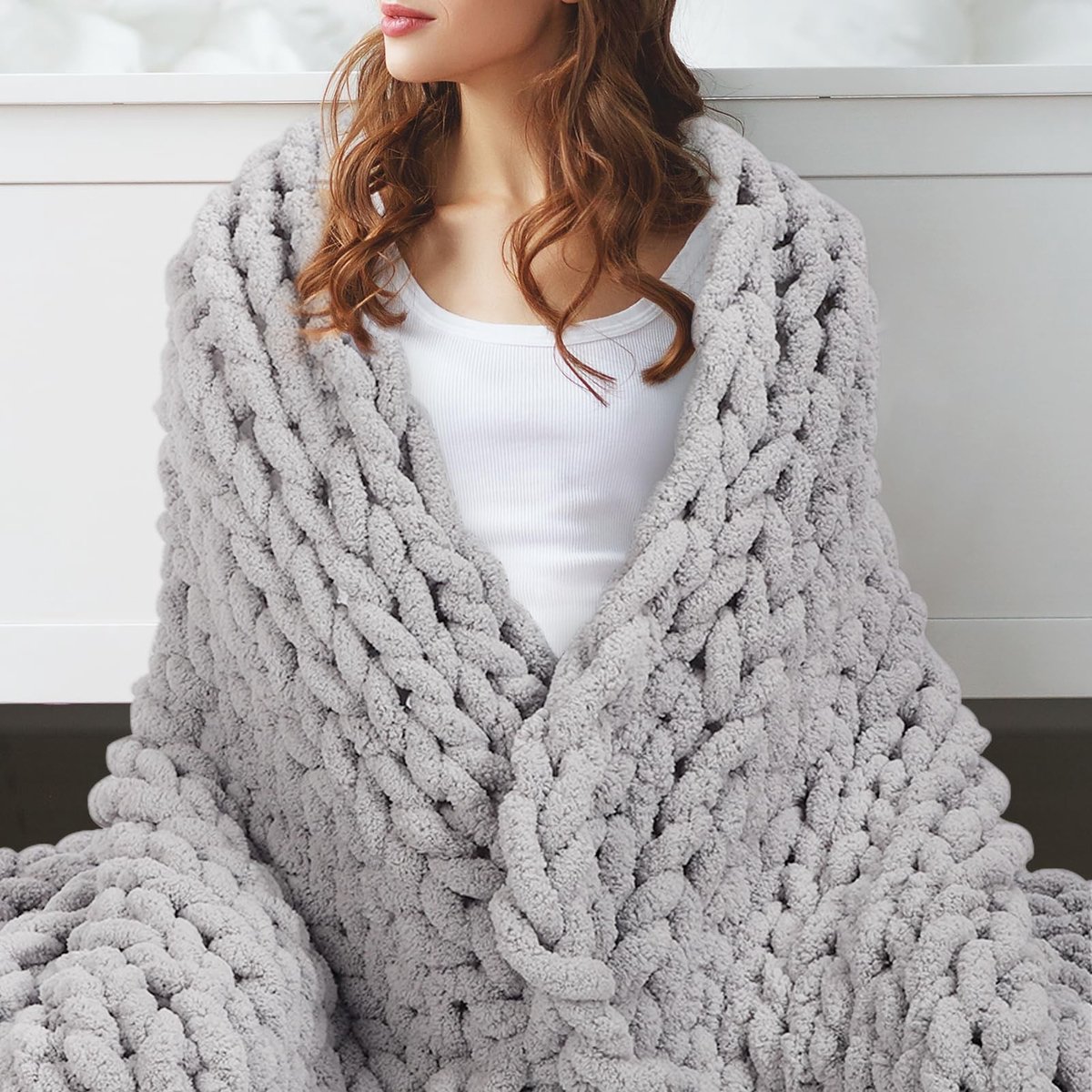Dailygoods- Gebreide Deken - Warm en Comfortabel - Bankdeken - Chenille Deken - Ademend - Lichtgewicht - Handgebreid