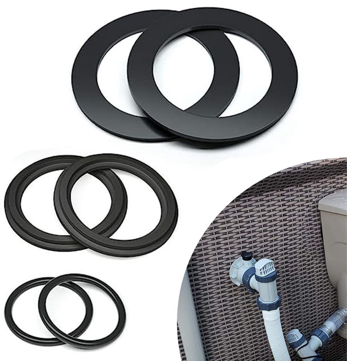 Dailygoods- Afdichtring Set - 6-delige O-Ringen - Rubber Afdichtingen - Reserveonderdeel Intex - Duurzaam en Betrouwbaar - Geschikt voor Zwembaden - O-ring