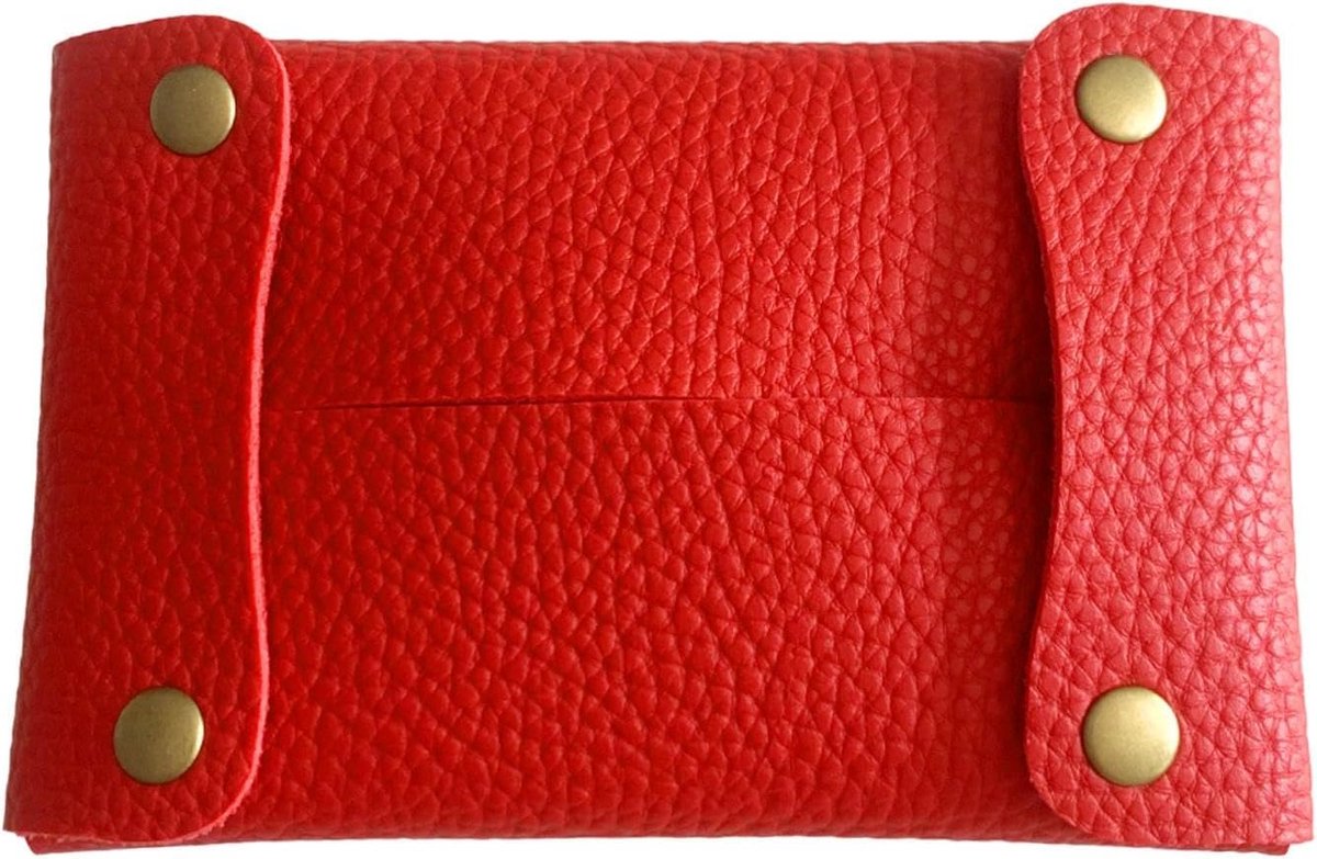 Reishouder - Zakdoek Organizer - Hygiënisch Opbergen - Vlekbestendig PU Leer - 14 x 8.5 cm - Rood