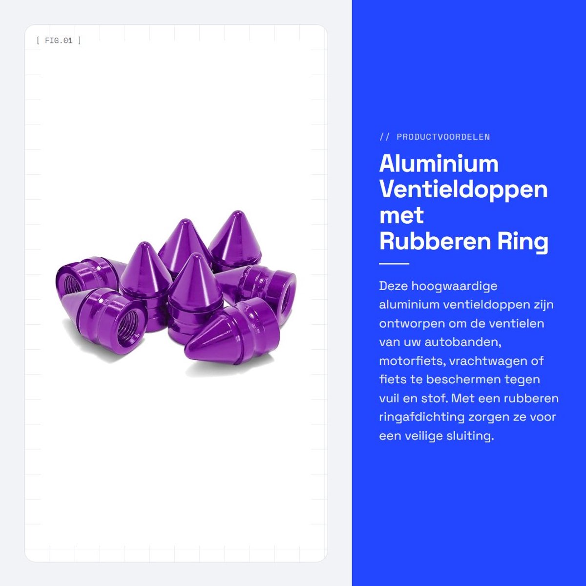 Dailygoods- Ventieldoppen Aluminium - Ventieldoppen Auto - Ventieldoppen Fiets - Bandenventieldoppen - Verpakking van 8 - Antivuil Afdichting - Bandenaccessoires