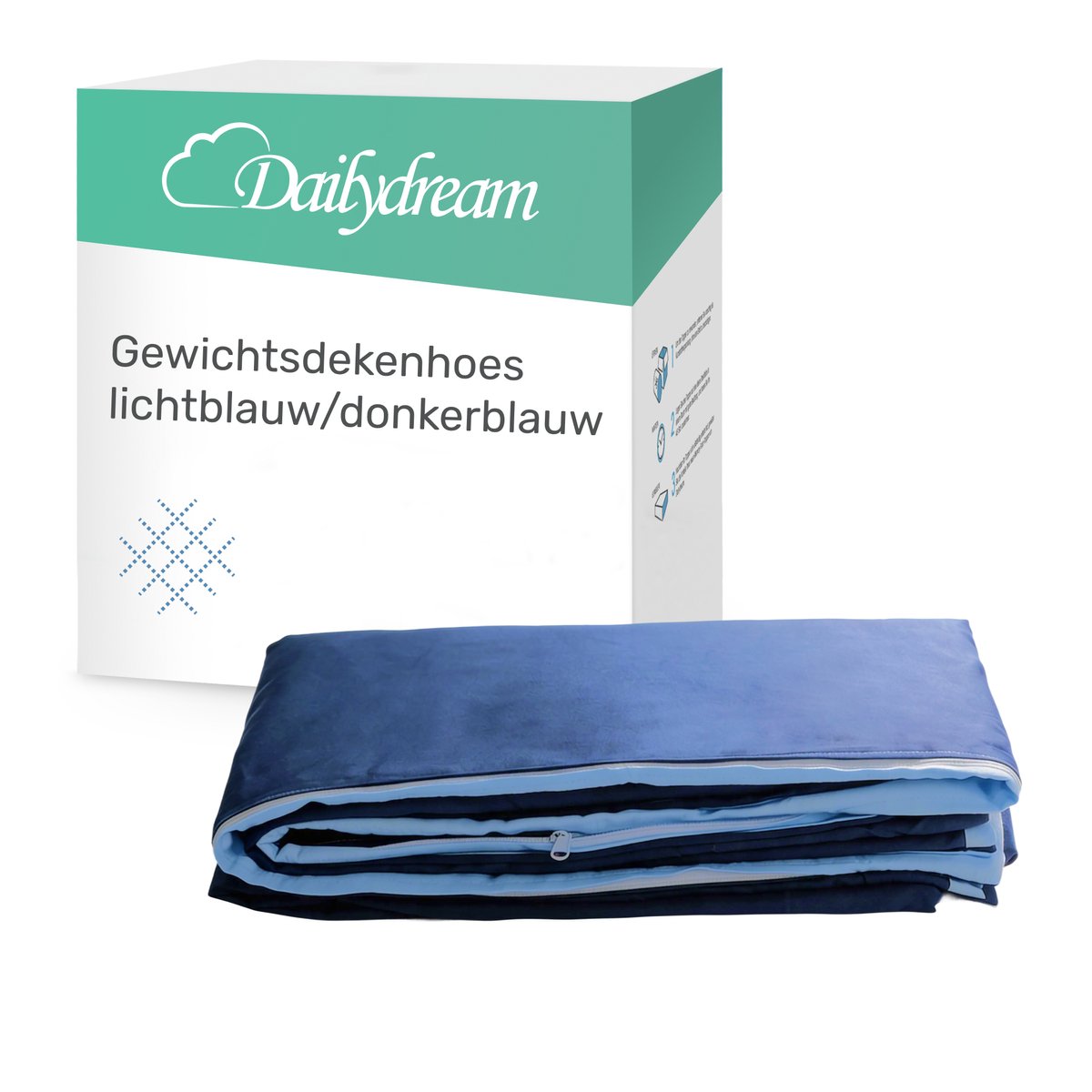Dailydream - Hoes verzwaringsdeken - 135x200cm - Blauw - Katoen - verzwaringsdeken hoes