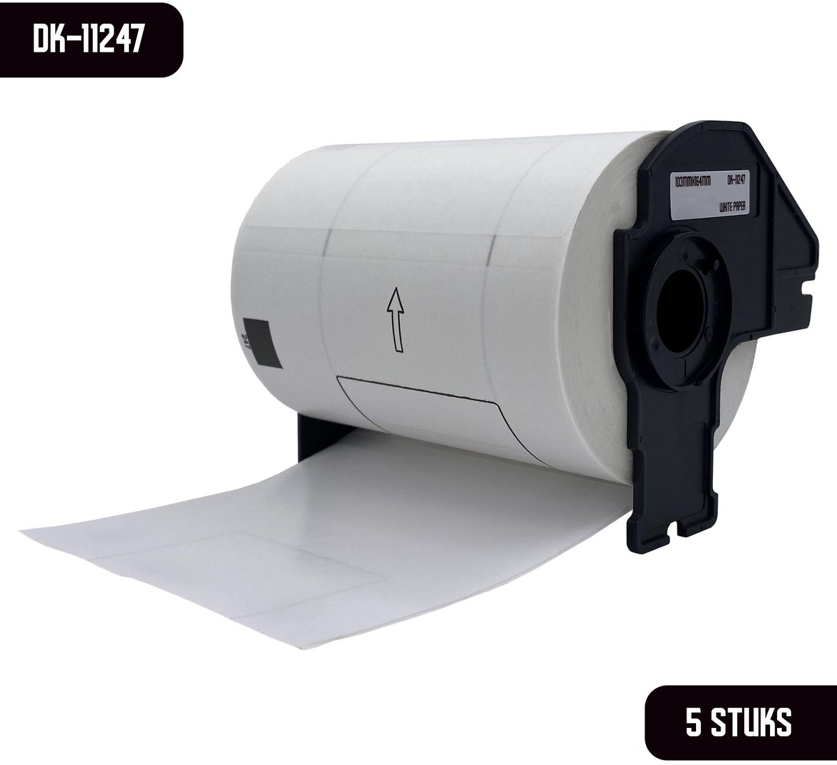 Dailygoods- Verzendlabel Groot - 5 Rollen - 103 x 164 mm - 180 Labels per Rol - Geschikt voor Brother Printer - Kunststof Houder - Voorgestanst - Etiketten