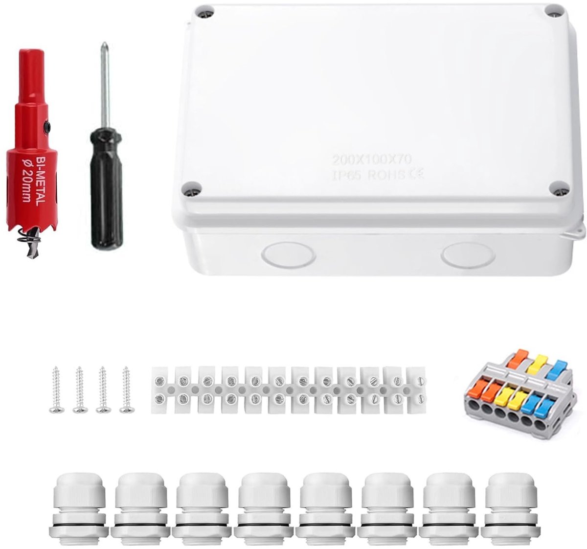 Dailygoods - Waterdichte Aansluitdoos met Klemmen voor Kabels 12-16 mm