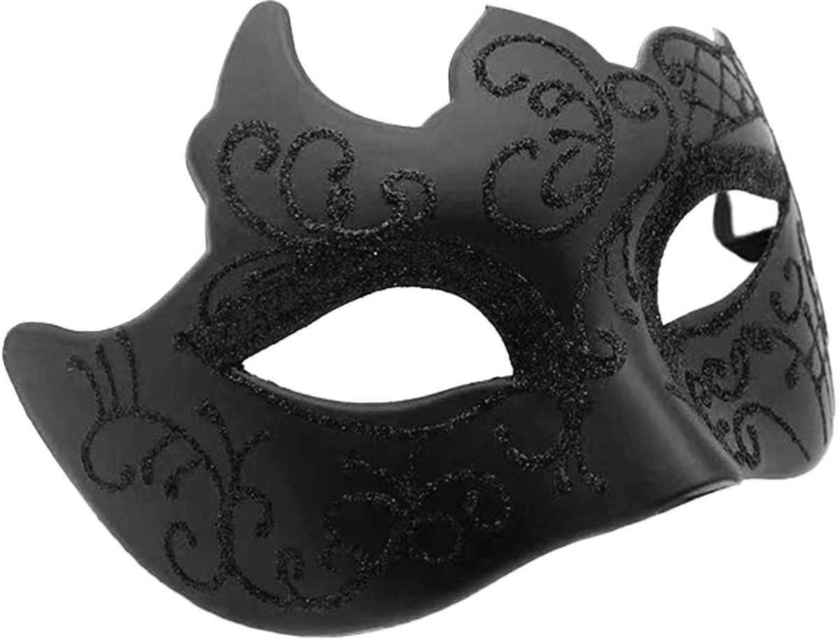 Dailygoods- Venetiaans Masker Lichtgewicht - Maskerademasker - Carnaval Masker - Kostuumaccessoire - Maskerade - Zwart/Goud/Rood - 17 cm x 11 cm - Carnavalsmasker