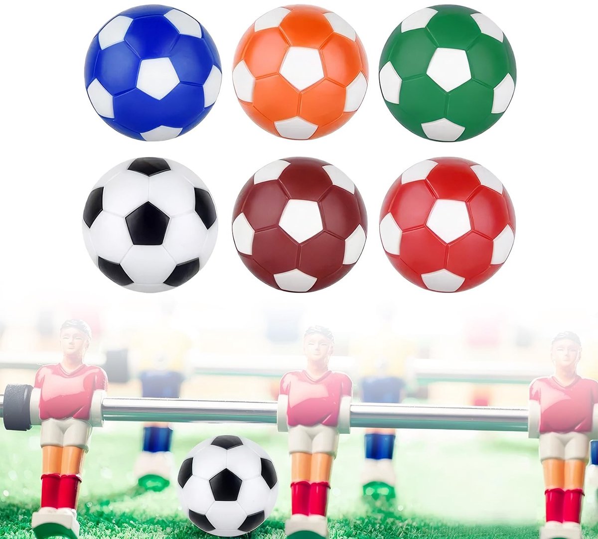 Dailygoods- Tafelvoetbalballen 32 mm - 6 Kickerballen - Buitenspeelgoed - Duurzaam Materiaal - Veilig en Glad - Realistisch Speelgevoel