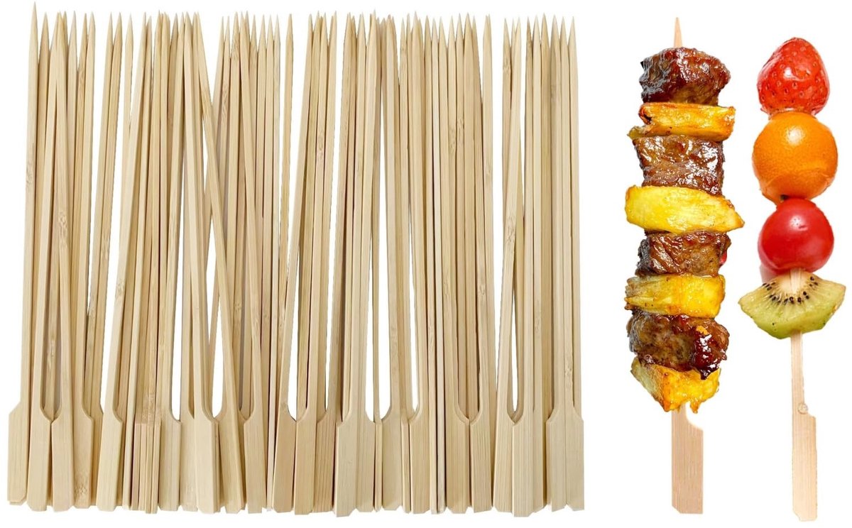 Dailygoods- Bamboe Spiesjes 25cm - Set van 100 - Duurzaam - Grill Spiesjes - Antislip Handvat - Perfect voor Barbecue - Grillspiesjes
