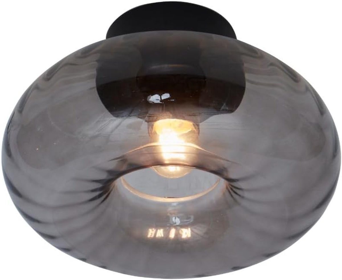 Plafondlamp Rond - Moderne Lamp - Woonkamer Verlichting - Gebogen Glazen Kap - Ø27cm - Ant