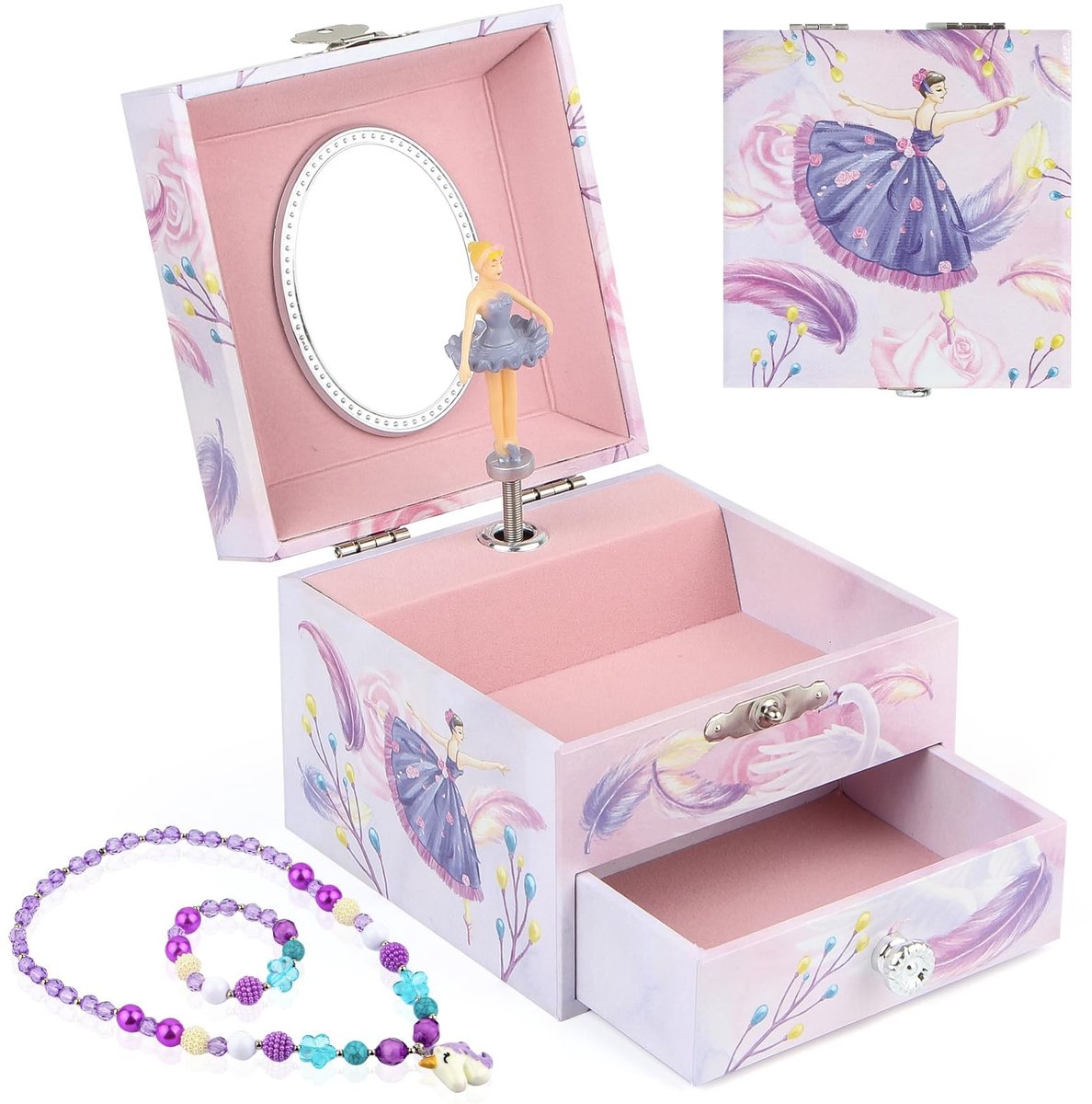 Dailygoods- Sieradendoos Muzikaal - Ballerina - Juwelendoosje Meisje - Geschenk - Lade - Betoverend Accessoire - Juwelendoos