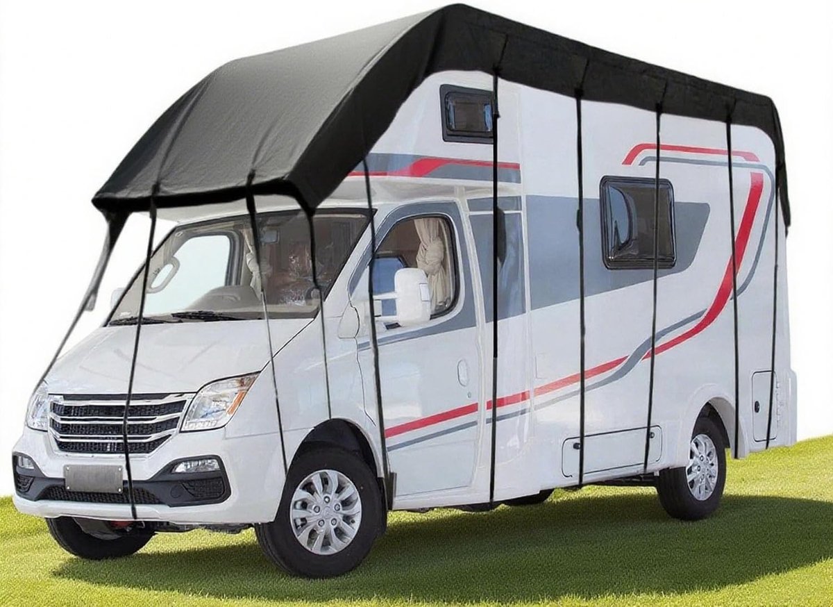 Dailygoods- Caravanhoes Waterdicht - 210D Oxford-stof - UV-bestendig - Eenvoudige bevestiging - Bescherming tegen zon/wind - Onderhoudsvriendelijk - Afdekhoes